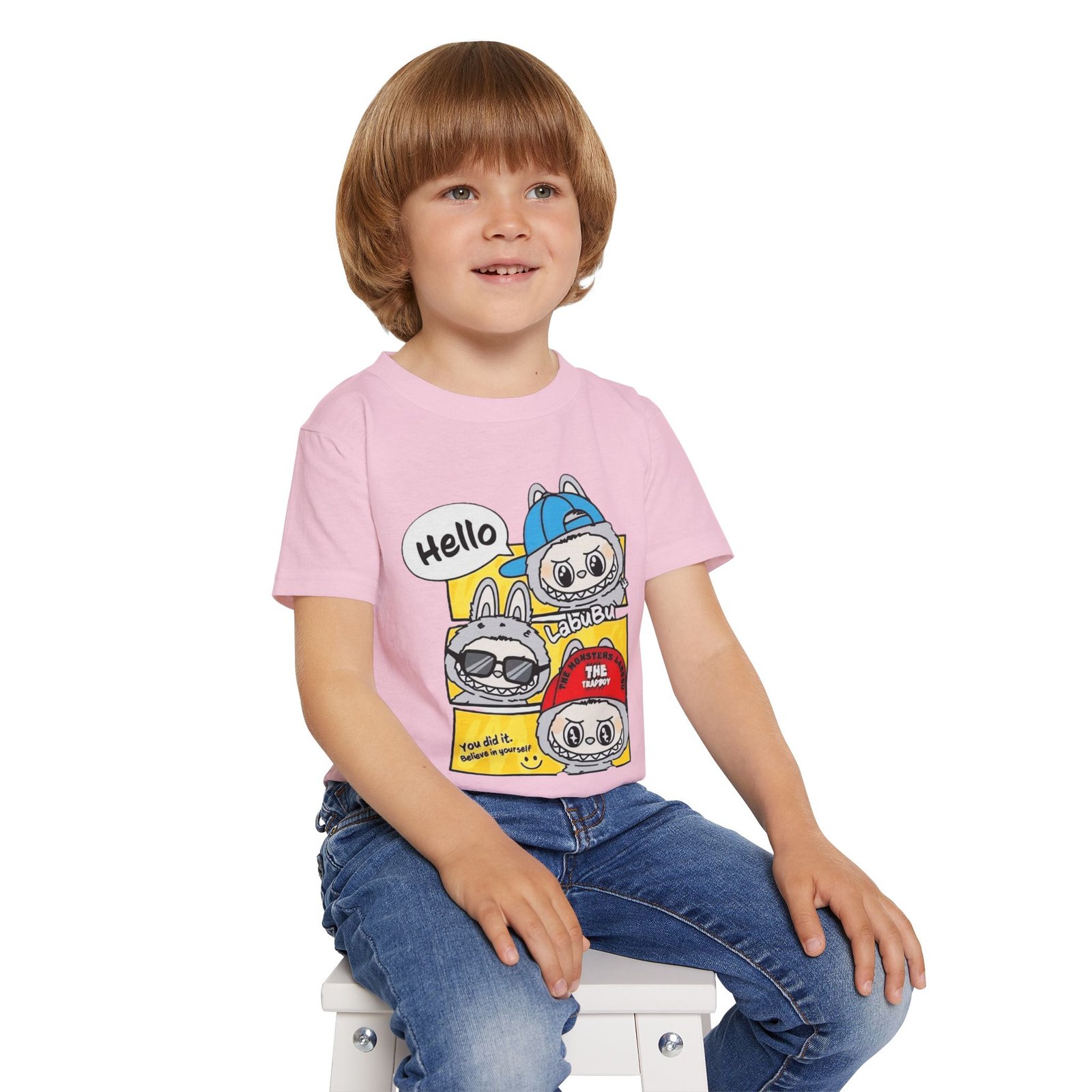 Hello boy's Printed Tshirt(Baby pink) - Image 3