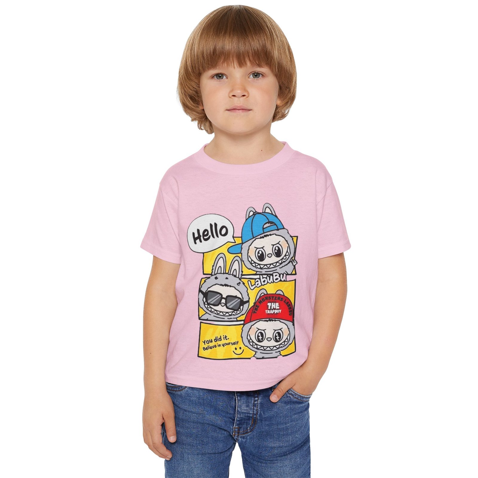 Hello boy's Printed Tshirt(Baby pink)