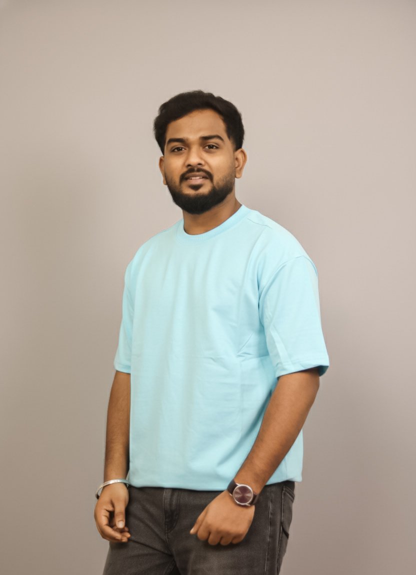 POWDER BLUE UnisexOversized plain Tshirt - Image 2