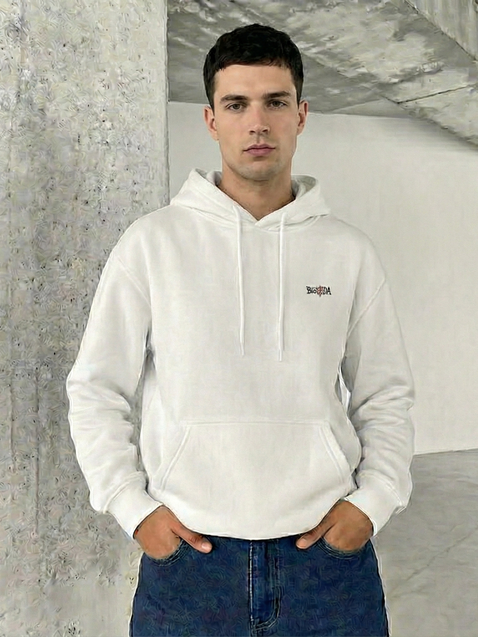 men urban soul printed dropshoulder white hoodie - Image 2