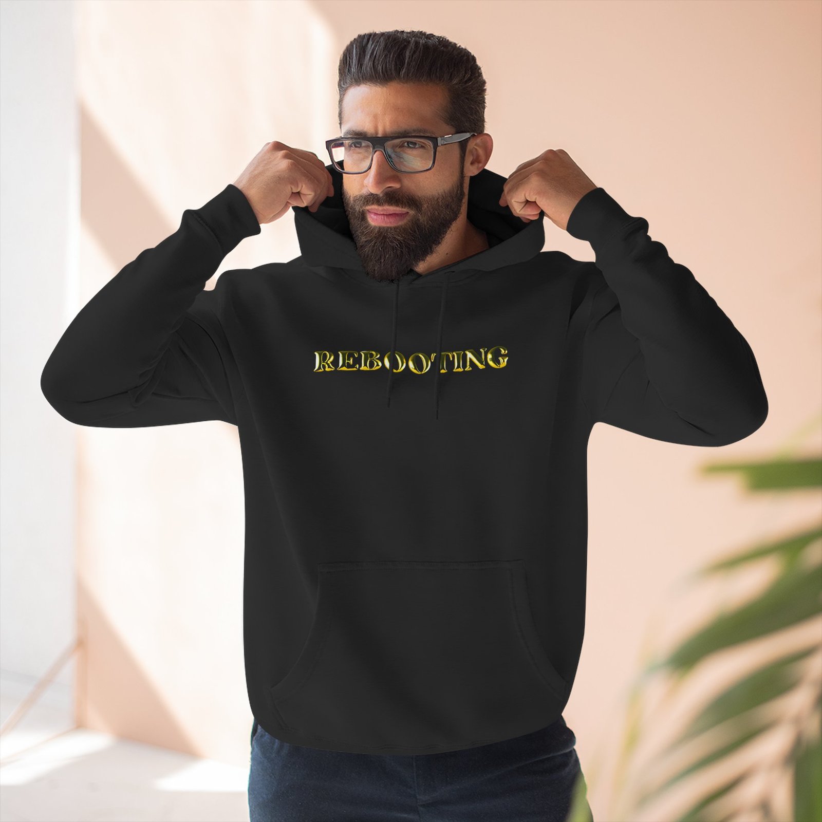 Rebooting black dropshoulder hoodie