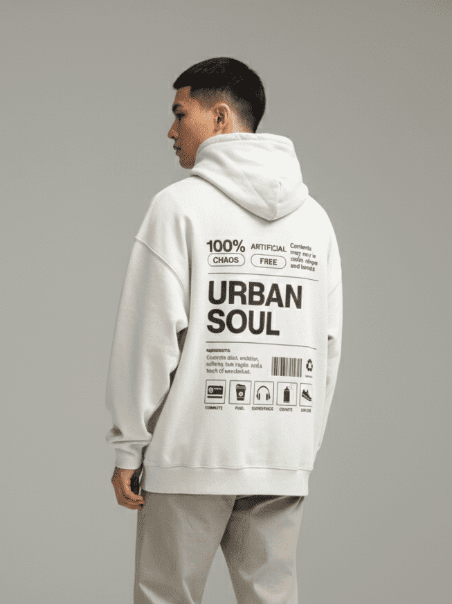 men urban soul printed dropshoulder white hoodie