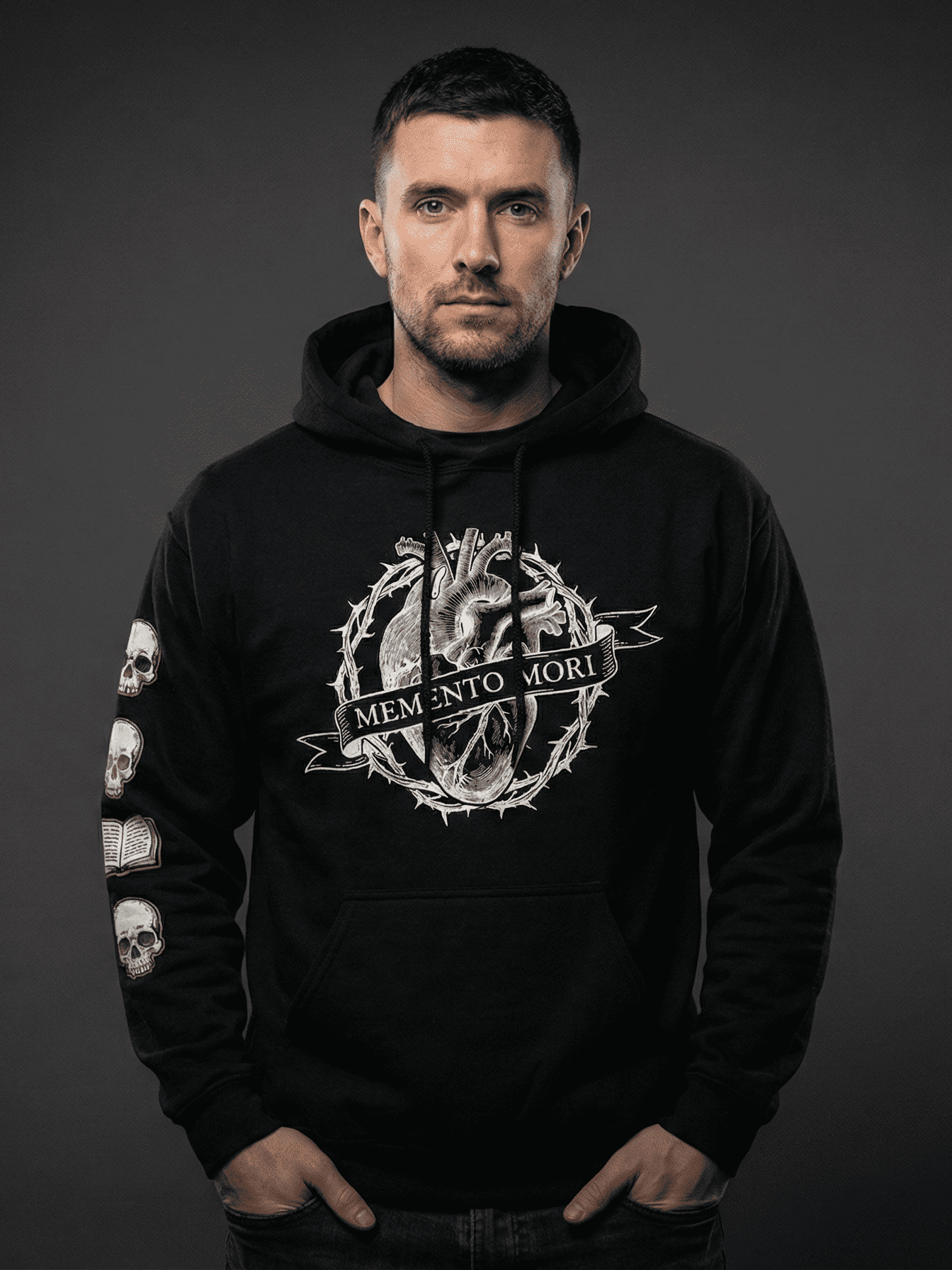 Black hermit printed dropshoulder hoodie - Image 4