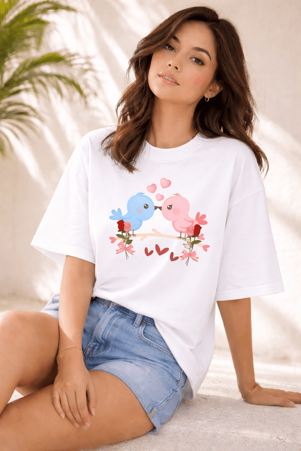 Women Oversized white T-Shirt with front Print