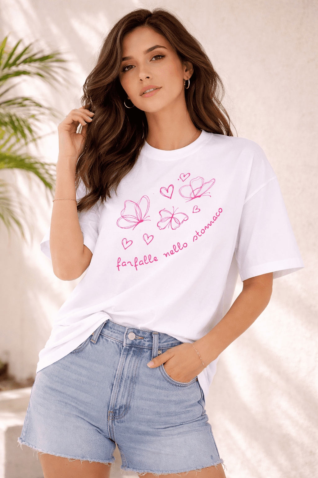 Women Oversized white T-Shirt with front Print